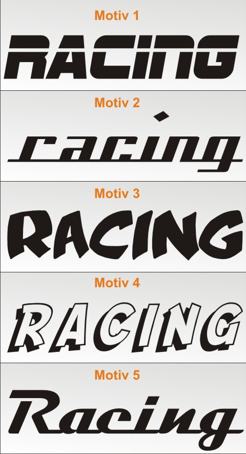 Aufkleber Schriftzug Racing - verschiedene Motive, 4,00 €